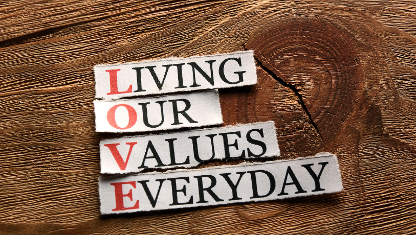 Image: love = living your values everyday. Begin with the End in Mind for more fulfillment.