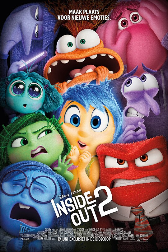 De karakters van Inside Out 2: de oude en nieuwe emoties.