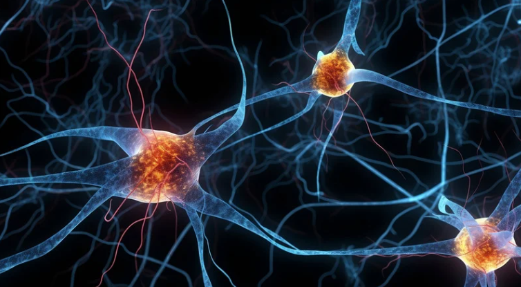 Afbeelding van neuronen die oplichten, als voorbeeld van neuroplasticiteit.